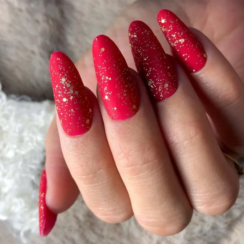 Velour Top Coat matowy z drobiną gold LART GEL POLISH Manicure Hybrydowy, 8ml