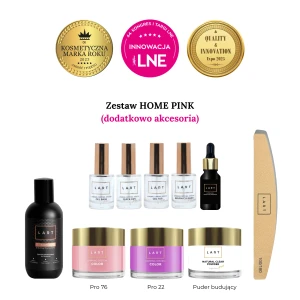 Zestaw startowy HOME PINK manicure tytanowy z akcesoriami, start kit dip system