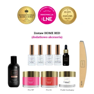 Zestaw startowy HOME RED manicure tytanowy z akcesoriami, start kit dip system