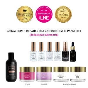 Zestaw startowy HOME REPAIR manicure tytanowy z akcesoriami, start kit dip system