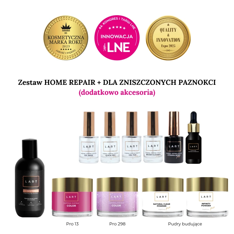 Zestaw startowy HOME REPAIR manicure tytanowy z akcesoriami, start kit dip system